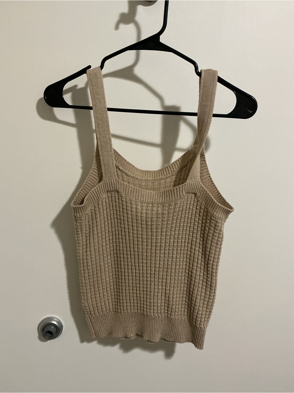 Evereve Beige Ribbed Knit Tank Neutral Tan Waffle Small